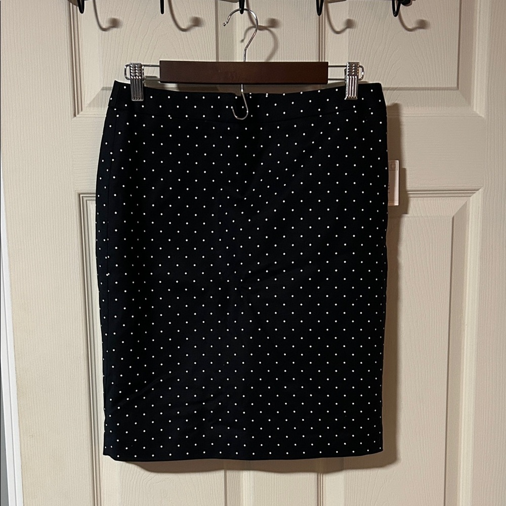 Liz Claiborne Black Pencil Skirt with White Polka Dots
